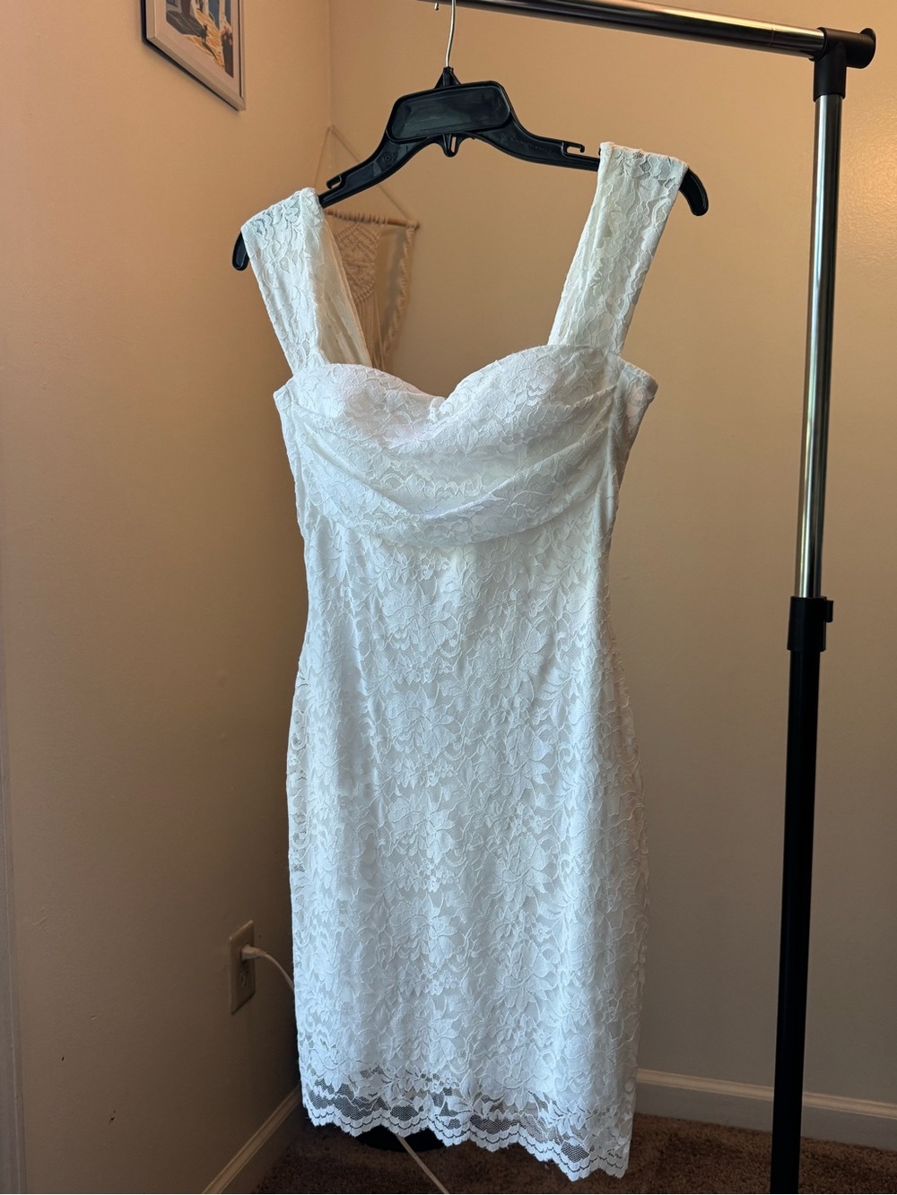Windsor White Lace Midi Dress with Wide Straps